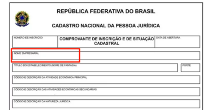 Imagem mostrando onde encontrar razão social