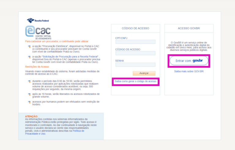 Portal acesso e-cac