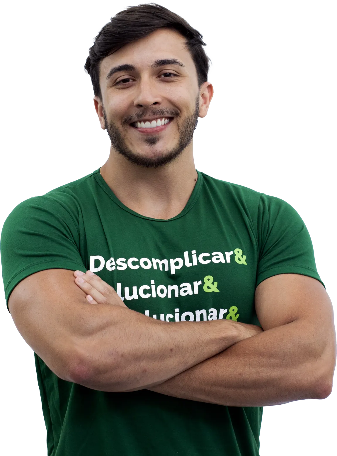 Especialista da Contajá com a camiseta verde da empresa