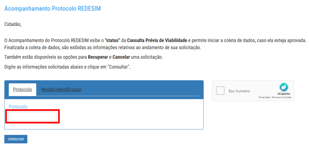 Inserir número do protocolo > Pesquisar. Artigo: "DBE: Consulta, o que é e como emitir?"